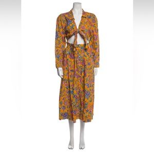 House of Harlow 1960 Tie Front Cut Out Printed Maxi Dress size Large - NWT